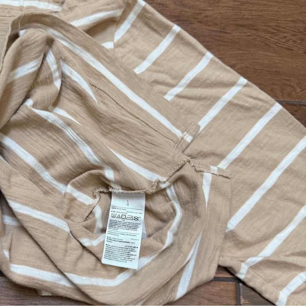 Old Navy Women's Knit T-Shirt Long Sleeve Boat Neck Sz L Earth Brown/Tan Stripe - Picture 6 of 6
